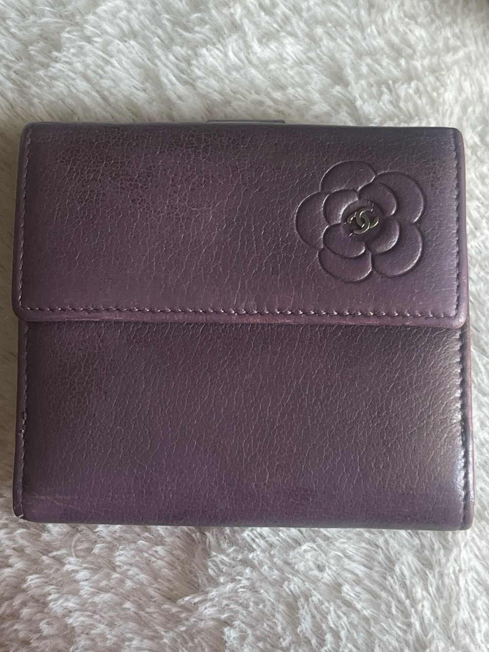 CHANEL Authentic Pre-Loved Camellia Leather Wallet